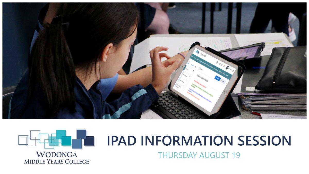 Join our Year 6 into 7 iPad Information Session held this Thursday August 19 from 5pm, right here on our Facebook page: bit.ly/37QWVLU