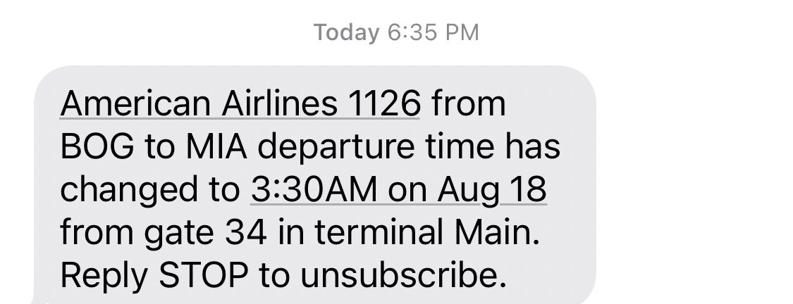 MarcoAFrieri's tweet photo. @AmericanAir strikes again.
Do any of your flights leave on time anymore?

Original flight was for 12:35AM. Delayed until 3:30AM, now they say it wont leave at 4:56AM and i’ll be put on a 6AM flight because American.
Classy. https://t.co/xfyDtzwZ9F
