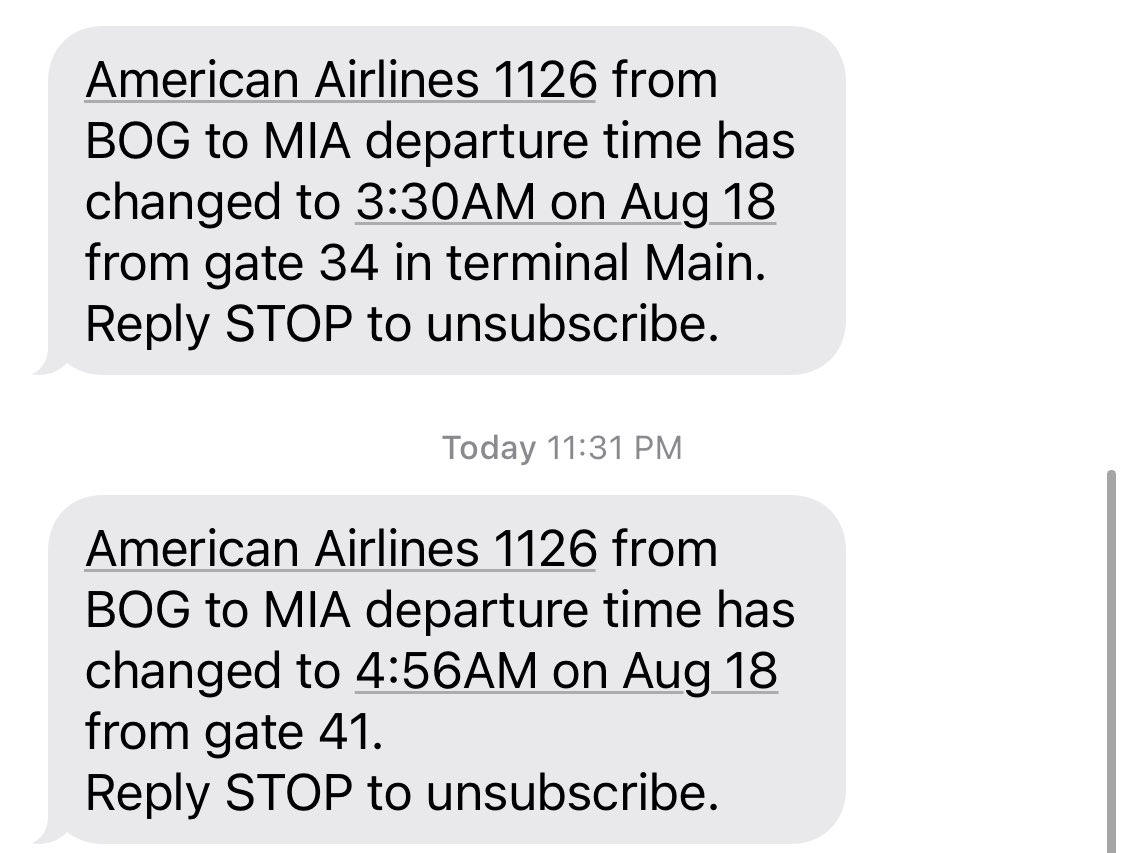 MarcoAFrieri's tweet photo. @AmericanAir strikes again.
Do any of your flights leave on time anymore?

Original flight was for 12:35AM. Delayed until 3:30AM, now they say it wont leave at 4:56AM and i’ll be put on a 6AM flight because American.
Classy. https://t.co/xfyDtzwZ9F