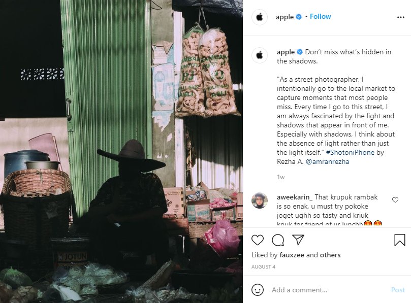 univlox's tweet photo. Sebuah foto pedagang di Semarang di upload ke akun resmi Apple dan difoto oleh akun instagram bernama @amranrezha. Foto ini diambil dengan iphone seri 7+ dan hasilnya nenakjubkan.🙌🏻 

[📷 : @amranrezha @apple] 

#univlox #univloxentertainment #apple https://t.co/HJbsPvBGti