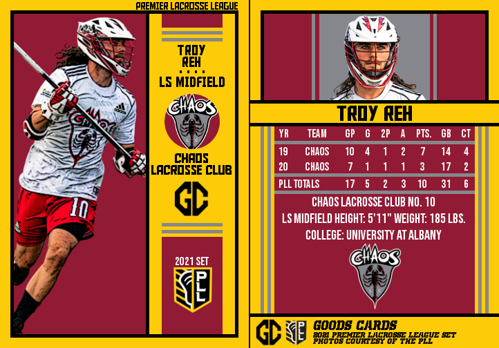 Troy Reh (<a href="/Troyreh10/">Troy Reh</a>) of the Chaos is today's #PLL Card of the Day! #LaxCards