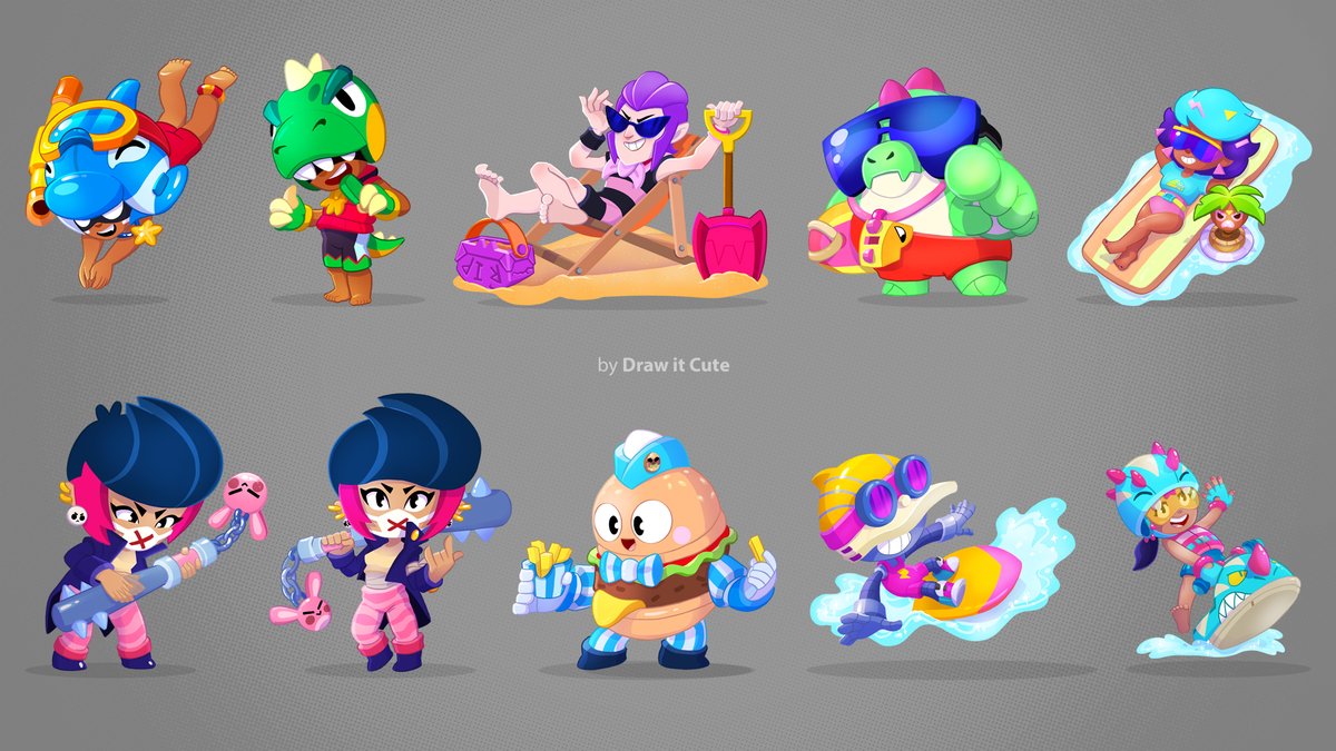 DrawItCute1's tweet photo. Stickers pack I did for BrawlStars. I had so much fun working on those this summer. 😎
---
#BrawlStars #BrawlStarsArt #brawlstarsfanart https://t.co/IbWWa6Jbvo