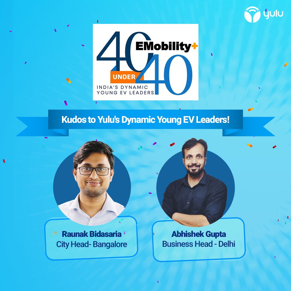 YuluBike's tweet photo. Three cheers to our two young leaders at Yulu for being featured on Emobility+ magazine's 40 under 40! The title was conferred to the zestful achievers in the EV sector.
#innovation #ai #sustainability #artificialintelligence #climatechange #leaders #leadership #EMobilityPlus https://t.co/7fkpvMEgBE