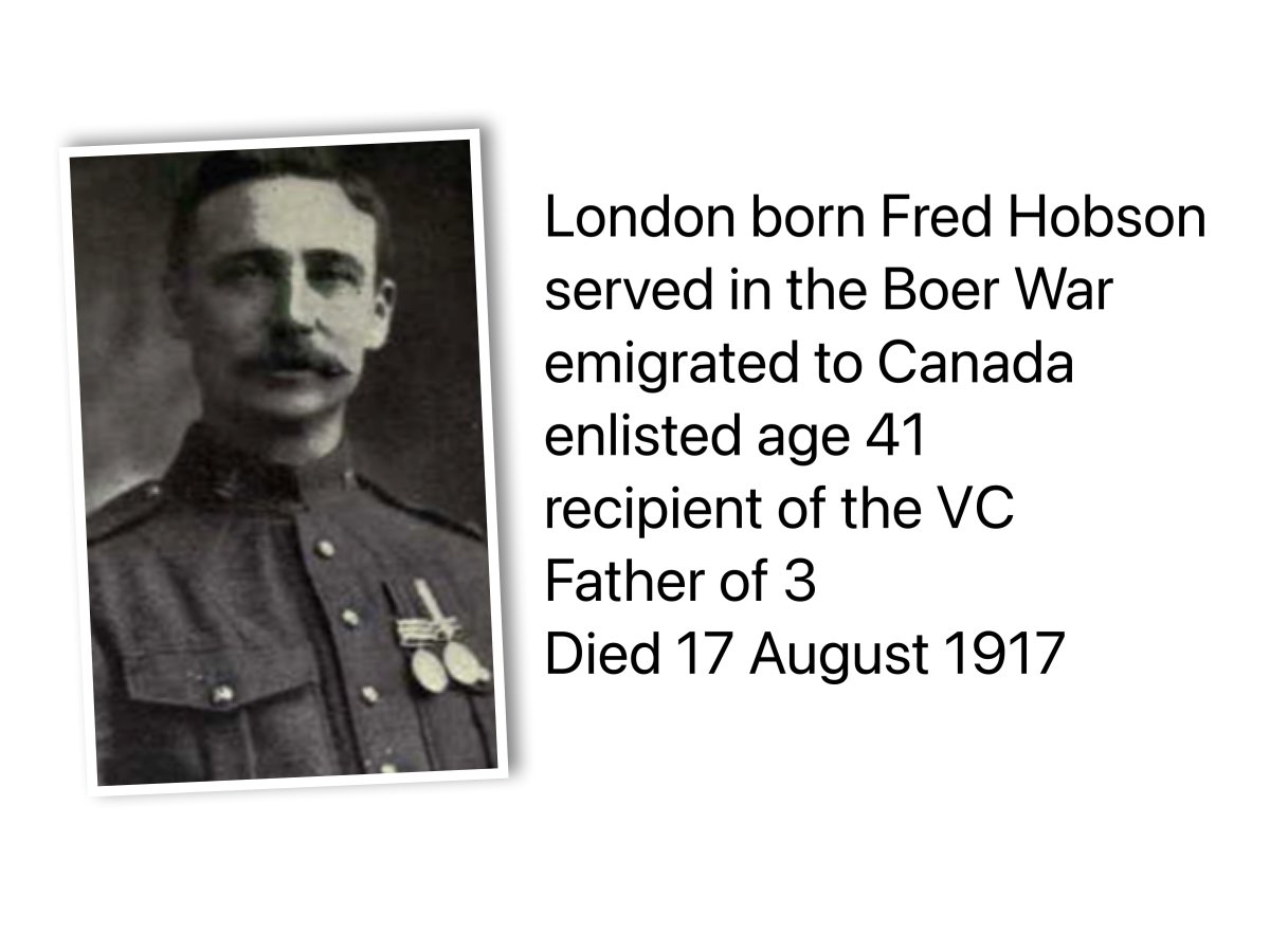 TheWFA's tweet photo. 43 year old Sgt Fred Hobson, recovered a buried Lewis gun and trained it on the attacking enemy. A Boer War veteran, Canadian émigré and father of 3 - he was posthumously awarded the VC. #Vimy1917
#WW1
#CanadaRemembers
#LestWeForget
https://t.co/QfTACPFHhI https://t.co/cG9dCVYwUv