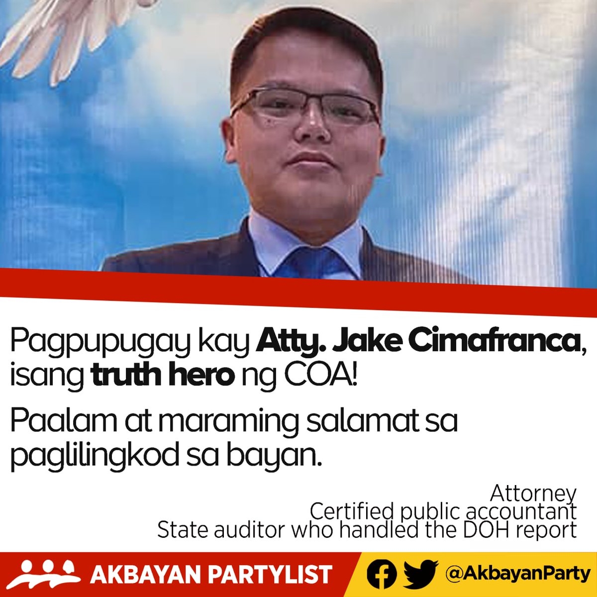 AkbayanParty's tweet photo. Maraming salamat sa matapang na paninindigan para sa katotohanan at pagtatanggol sa kaban ng bayan! Paalam at mapayapang paglalakbay. #DefendCOA https://t.co/8QbIeZp3Bk
