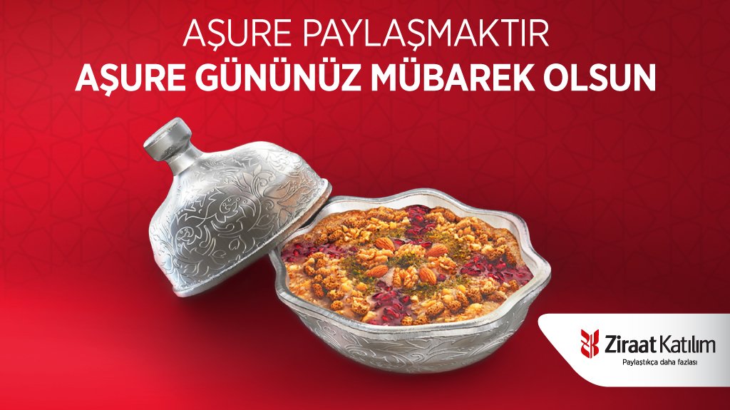Aşure paylaşmaktır. Aşure gününüz mübarek olsun. #AşureGünü #ZiraatKatılım #PaylaştıkçaDahaFazlası