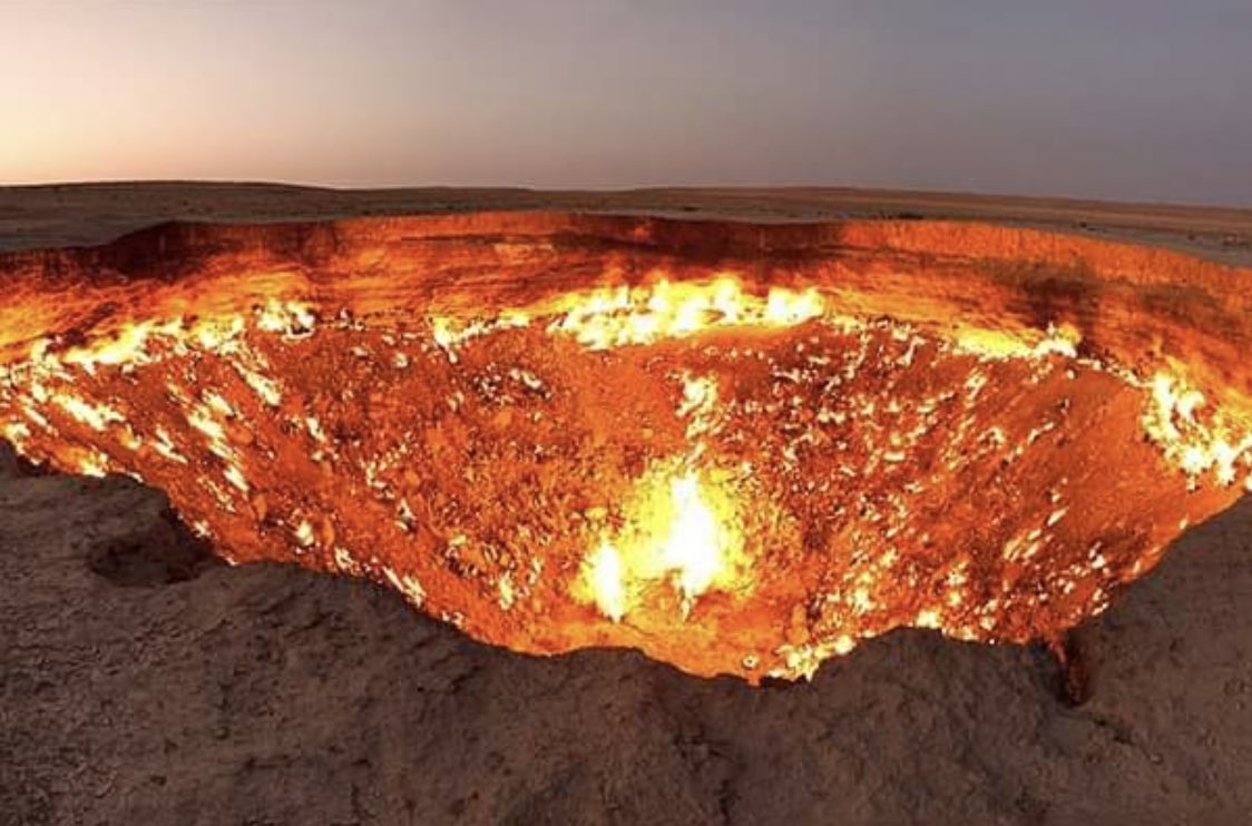OfficialUdiBoy's tweet image. In 1971, Soviet Geologists working in Turkmenistan set a hole on fire which was filled with natural gases; they had hoped it would burn out in a few days. The hole has since been burning for over 49 years till this day and is known as ‘The Door To Hell’

#MythAndFact