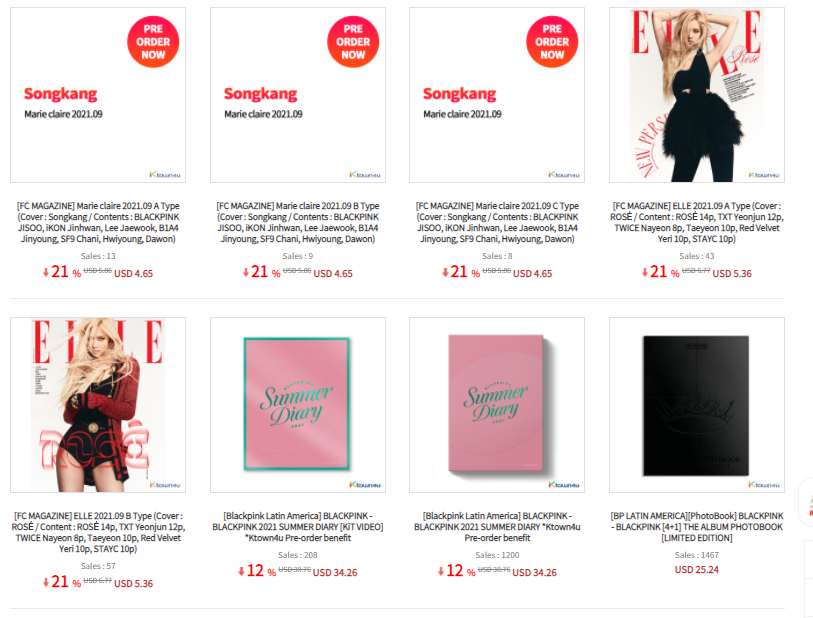 Ktown4u_Brazil's tweet photo. Venga chequear las revistas con Black Pink!!

📕ELLE 2021.09 2 Types (Cover : ROSÉ / Content : ROSÉ 14p, TXT Yeonjun 12p, TWICE Nayeon 8p, Taeyeon 10p, Red Velvet Yeri 10p)

📘Marie claire 2021.09 3 Types (Contents : BLACKPINK JISOO, iKON Jinhwan)

https://t.co/kPzNmaCLHJ https://t.co/uTK4u9JUaW