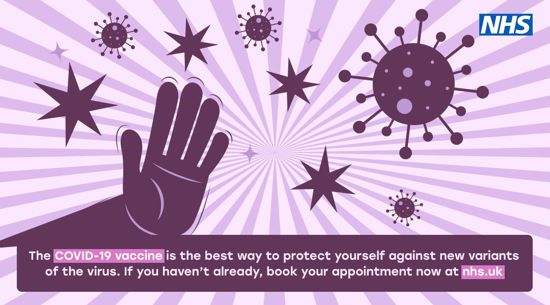 The COVID-19 vaccine is the best way to protect yourself against new variants of the virus.

If you haven’t already, book your appointment now. nhs.uk/covid-vaccinat…
