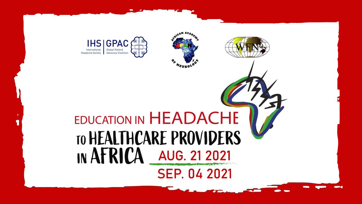 AFANeurology's tweet photo. Reminder, register now!! 
https://t.co/Qak10mjojr
Very useful for healthcare providers of all grades. Headache is the most common complaint - both in the office and emergency unit! August 21 - the first webinar- is almost upon us!! https://t.co/DNECJM7KhQ