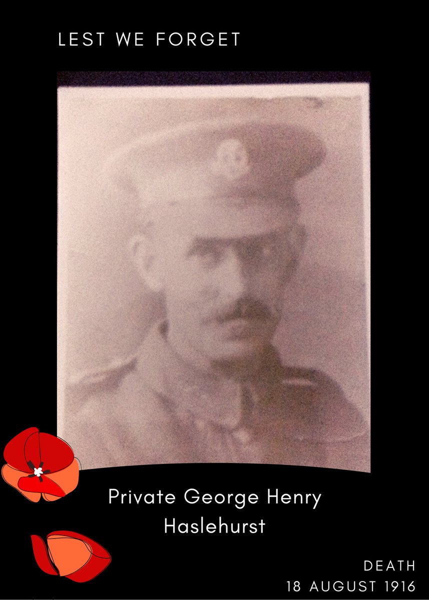 Remembering Private George Henry Haslehurst 🇬🇧

13th Battalion, Middlesex Regiment

Death: 18 August 1916, Battle of the Somme.

He is commemorated on the Thiepval Memorial.

Retweet to help remember him 🇬🇧

#lestweforget #Britishhistory #Firstworldwar #Britisharmy @GD0861