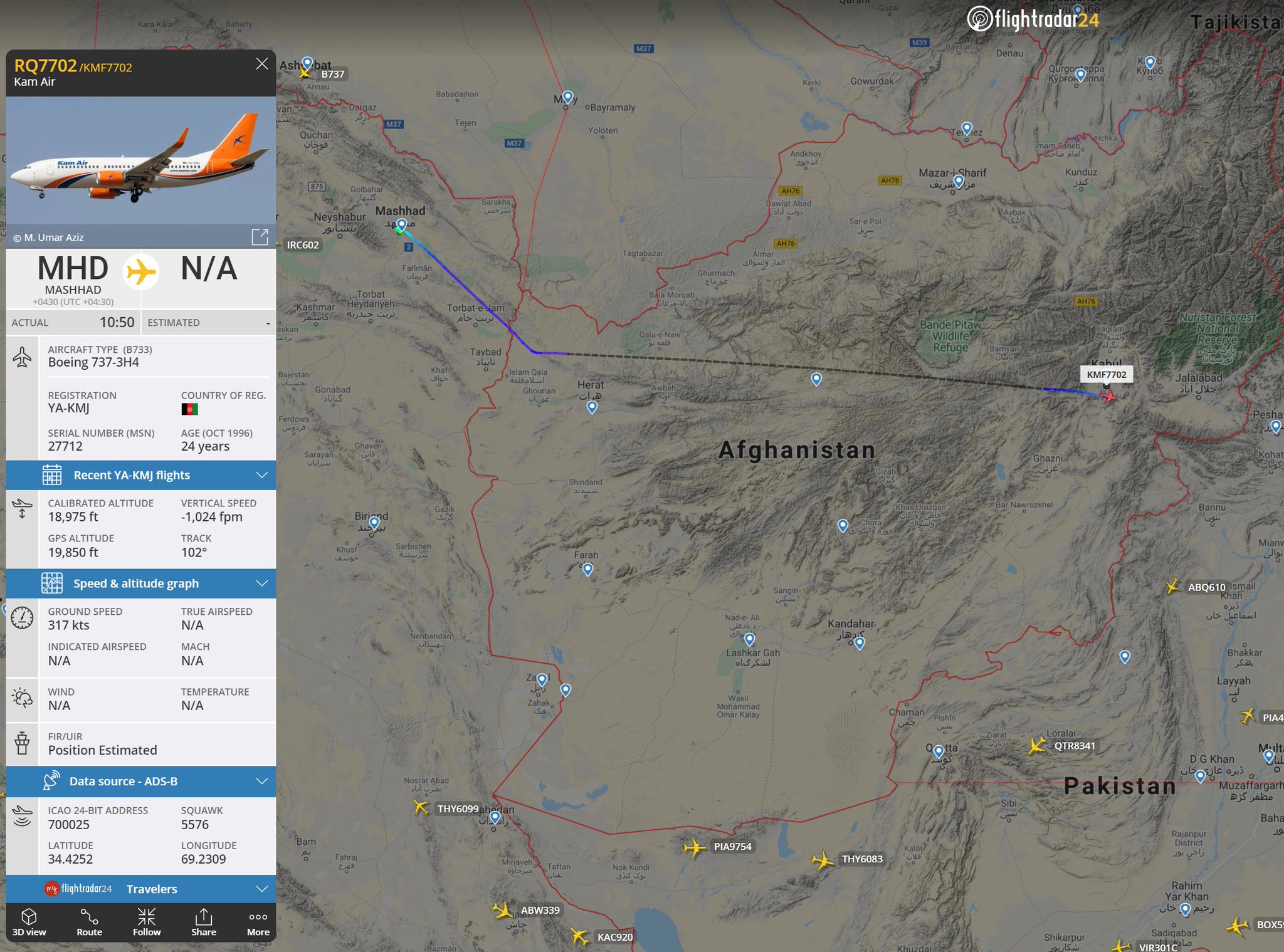 Flightradar24 on Twitter "The Kam Air 737 is returning from Mashhad to