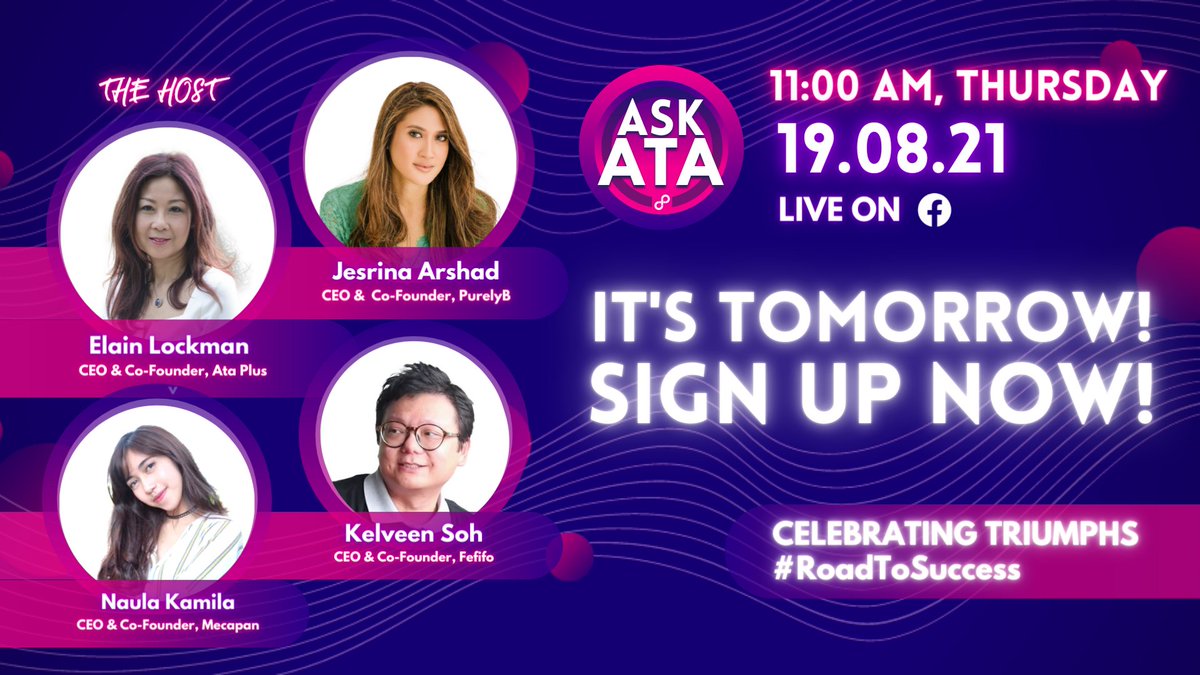 Success is just around the corner! 🏆
 
Catch these impressive entrepreneurs on our Ask Ata #CelebratingTriumphs 

Reserve your spot (while you can!) here: bit.ly/3xBY3h7