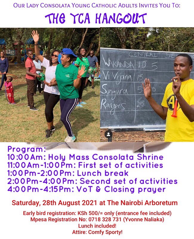 Consoyca's tweet photo. Registration for our YCA hangout is still ongoing.

Bring your church and let’s hang!

More details on the flier! 👇🏿👇🏿 

#hangout #CatholicChurch @HolyTrinityKILE @StPaulsChapel @olqpsouthb https://t.co/jxPfUI6o9y
