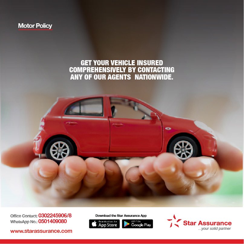 StarAssuranceGh's tweet photo. Sign up for our motor policy to insure you vehicle today. Reach our contact number on 0302245906/8
#StarAssurance #Yoursolidpartner https://t.co/jZ4t0ZE0mT