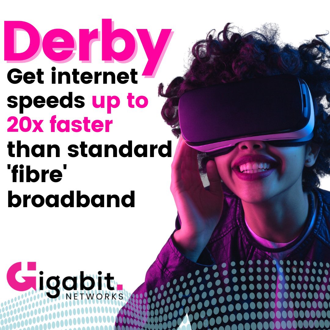 #Derby, you’re Gigabit Networks' first city to get 20x faster, affordable PureFibre broadband directly to your household ⚡️

Can you supercharge your home? #FasterDerby 

Find out more: gigabitnetworks.co.uk/derby/?utm_sou…