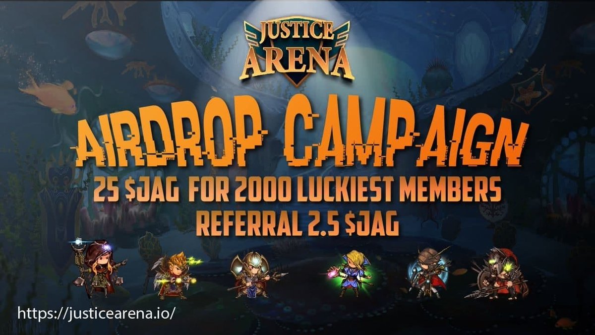 💧 Justice Arena Airdrop 💧

📍 Audited by: Block Audit Report

🏆 Task:          ➕ Up to 25 JAG (~$2)

👨‍👩‍👧 Referral:   ➕ 2.5 JAG (~$0.2)

🔛 Airdrop Link &amp; Information: t.me/AirdropStar/19…

#cryptocurrency #Bitcoin #Airdrop #BSC #Bitcoin #ETH #JusticeArena #JAG
