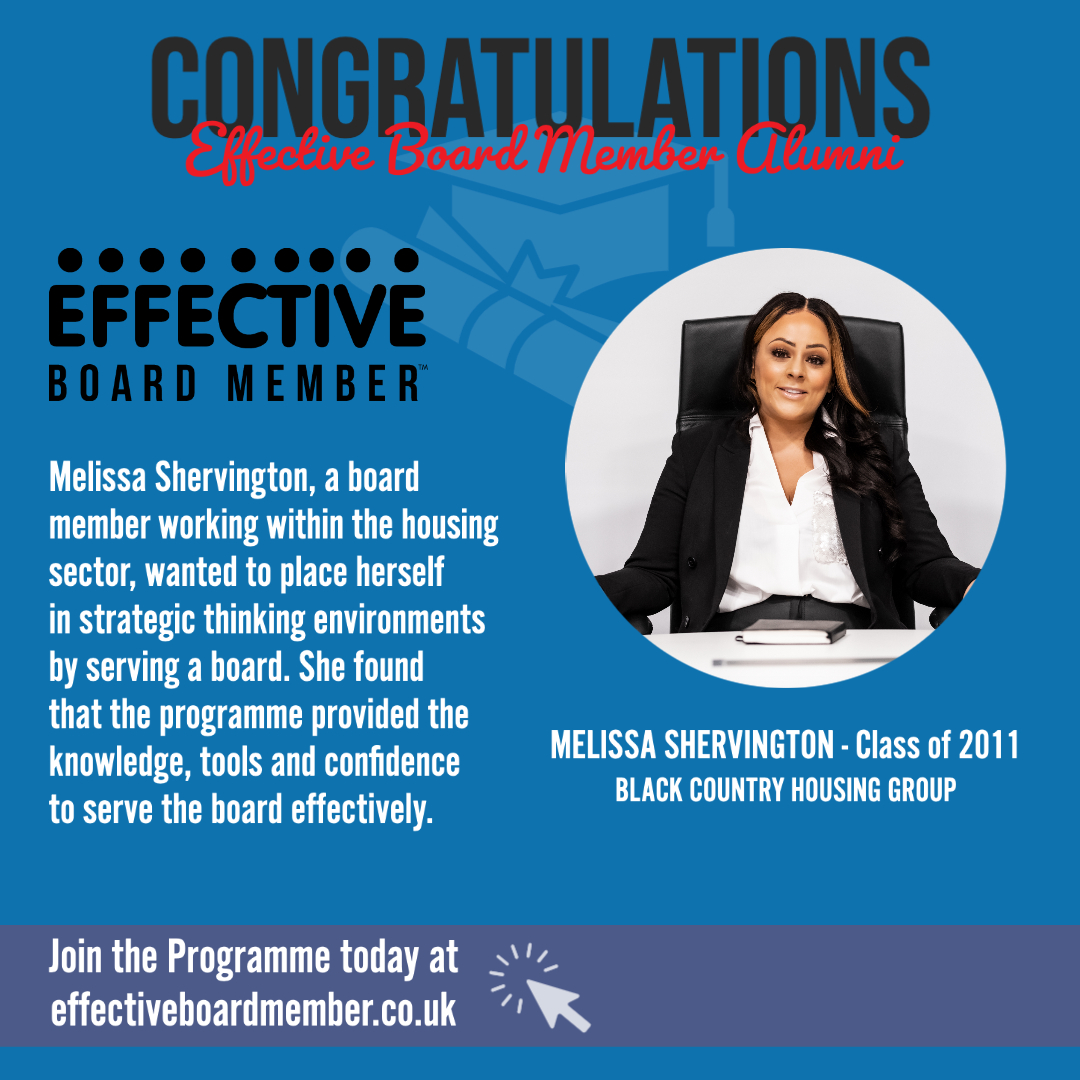 Another EBM Allumni Member we are immensely proud of!! Melissa Shervington is serving as a board member at @BCHousingGroup 

Massive congratulations from the team here at EBM.

If you would like to get your own placement, learn more by visiting:  effectiveboardmember.co.uk