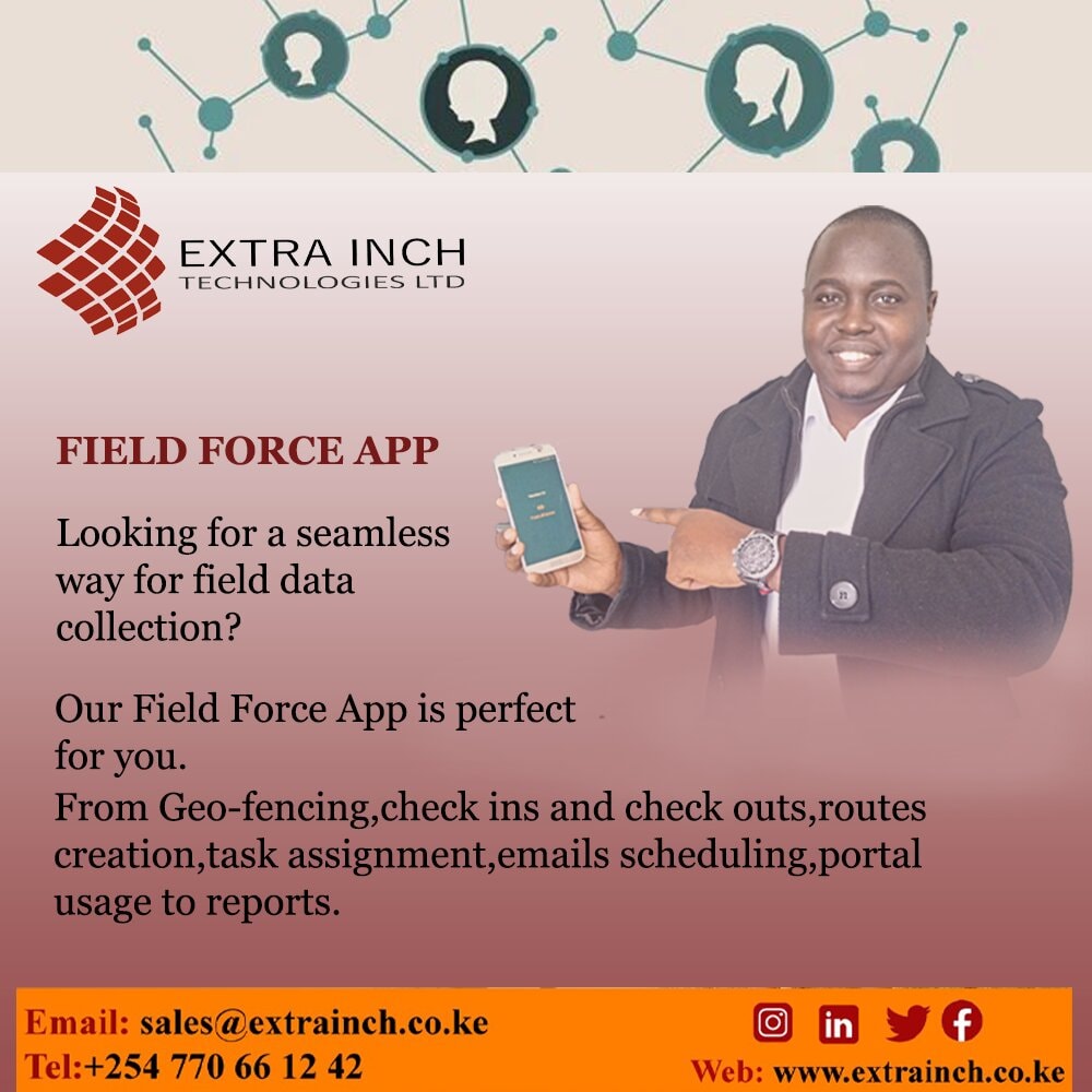 extrainchtech_'s tweet photo. Is your Sacco or company in search for a solution in field data collection?
Look no further, our Field Force App will solve your problem and put your mind at ease with daily reports.
#FieldForce 
#fielddatacollection
#innovations 
https://t.co/xVcDDVLkx3 https://t.co/v4mfvcGpKe