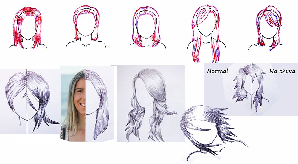 Como Desenhar Cabelo de Anime  Cabelo Feminino de Anime Simples de Fazer 