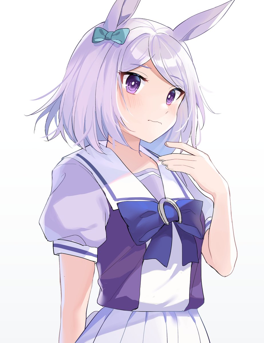 mejiro mcqueen (umamusume) 1girl animal ears solo horse ears purple eyes tracen school uniform school uniform  illustration images