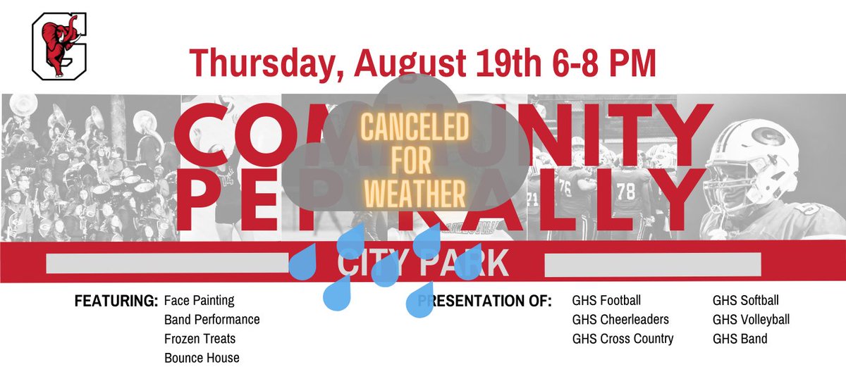 We may be rained out for our Community Pep Rally but you can still bring that Big Red Spirit Friday night. Get your tickets for the Corky Kell Classic now at gofan.co/app/events/308…