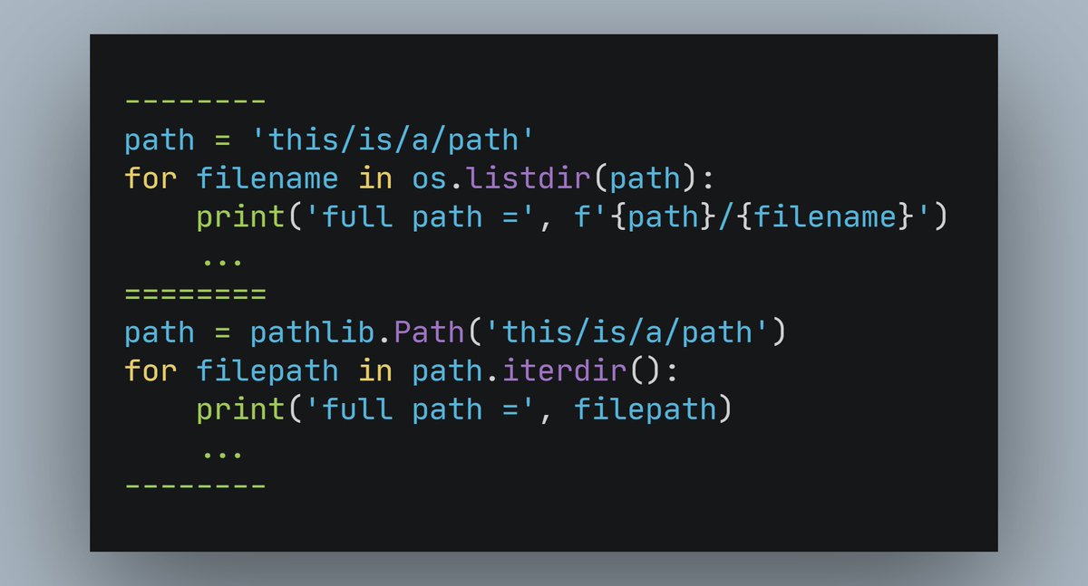 grenouille_py's tweet image. #Python Travailler avec des path en string est laborieux et fatiguant ? 💡Peut être que vous devriez en apprendre plus sur pathlib.Path !
docs.python.org/fr/3/library/p…