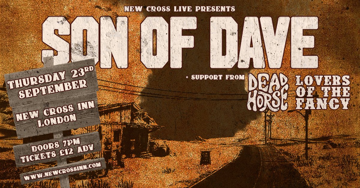 Excited to welcome @DeadHorseLondon & #LoversoftheFancy to the line-up on Thursday 23 September. You won't be able to help but dance to Dead Horse's rockabilly rhythms and Lovers of the Fancy's syncopated swamp beats before the ever-astounding @thesonofdave takes the stage! 🤠