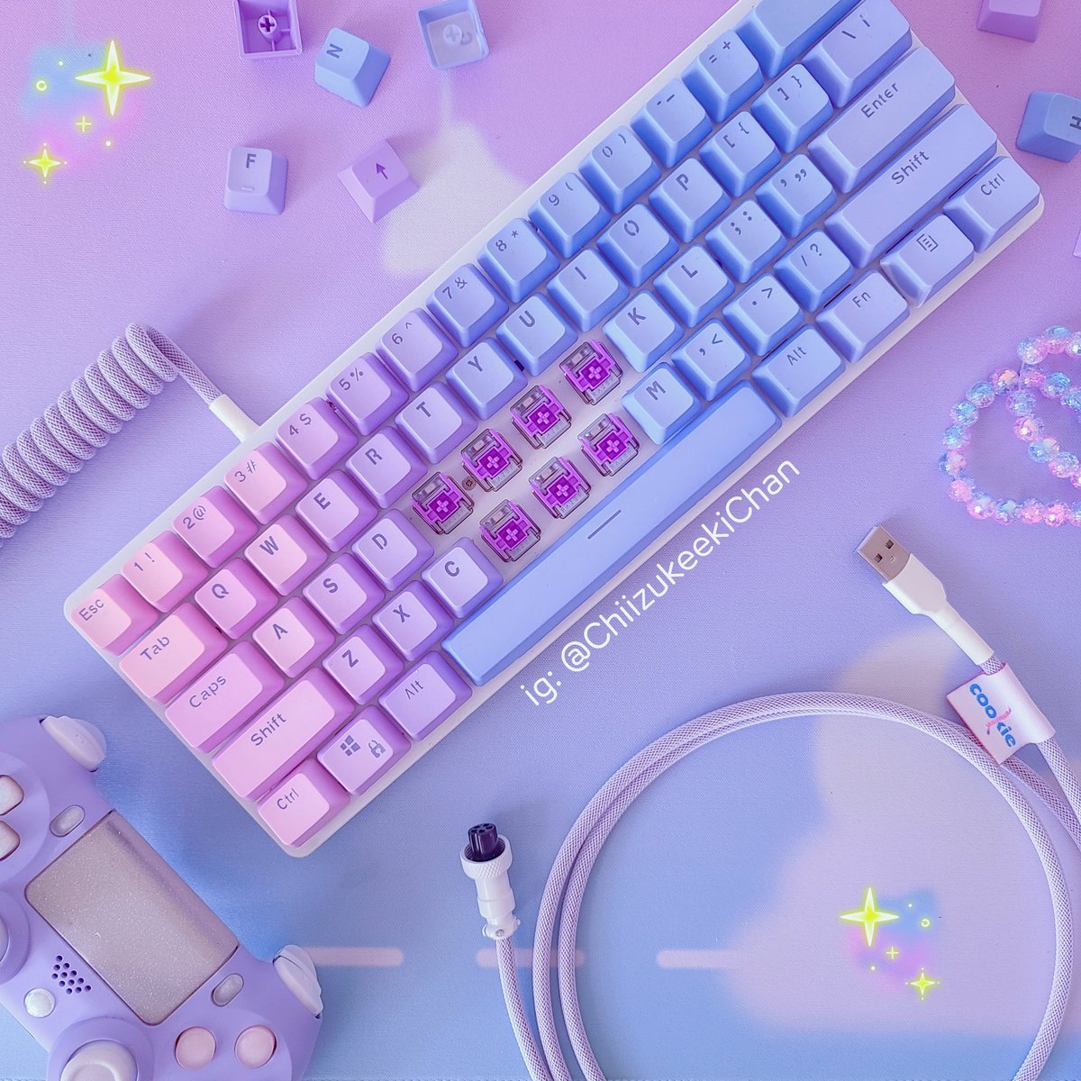 New lilac coiled keyboard cables from @CookieCables 💜 Check out the unboxing video on Tiktok: bit.ly/2W2LXkk #purplesetup #purplegamingsetup #pastel #pcsetup