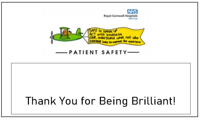WE LOVE RECOGNITION!
As part of the Human Factors feedback, we wanted to know who demonstrates and champions best practice in safety during surgery &amp; invasive procedures. 
Today, nominated colleagues are receiving 'Thank You for Being Brilliant!' goodies!. 
#rchtpatientsafety