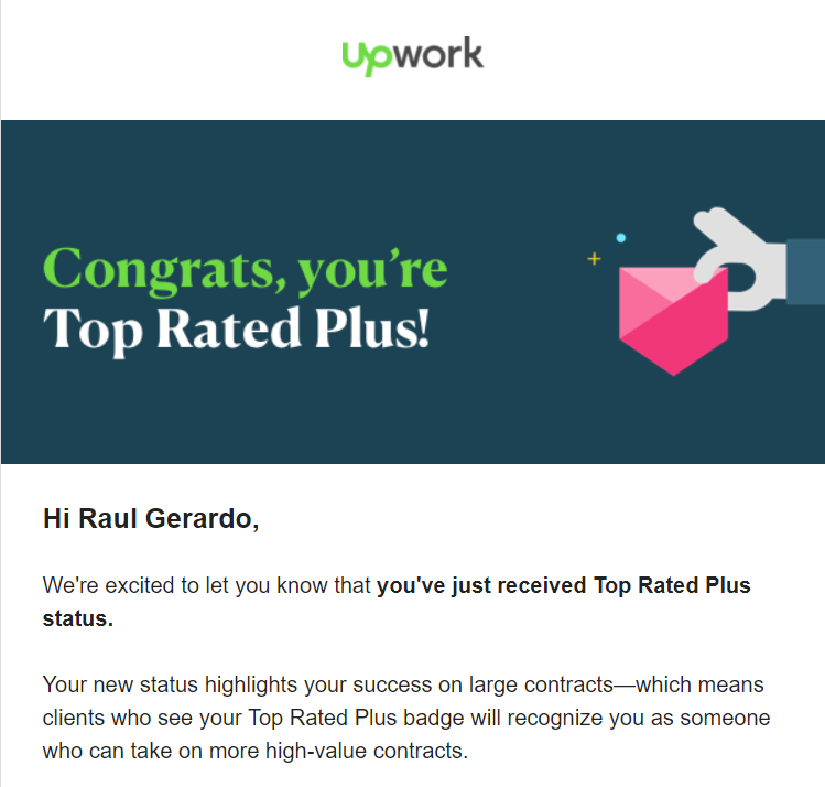 Telesierras's tweet photo. It's a great day I have achieved Top Rated Plus status on #Upwork I have to thank all my clients who helped me achieve it!
Es un gran día he obtenido el estado Top Rated Plus en Upwork Tengo que agradecer a todos mis clientes que me ayudaron a lograrlo
#freelancing #topratedplus https://t.co/duxfFybIzk