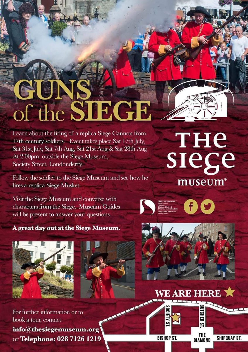 Returning this Saturday 'Guns of the Siege'. Why not pay our Siege Soldiers a visit on your walk round the Walls?! Free of charge. No booking needed.  <a href="/Derryvisitor/">Visit Derry</a> <a href="/dcsdcouncil/">Derry Strabane Cncl</a> <a href="/VisitDerryNews/">Visit Derry News</a>