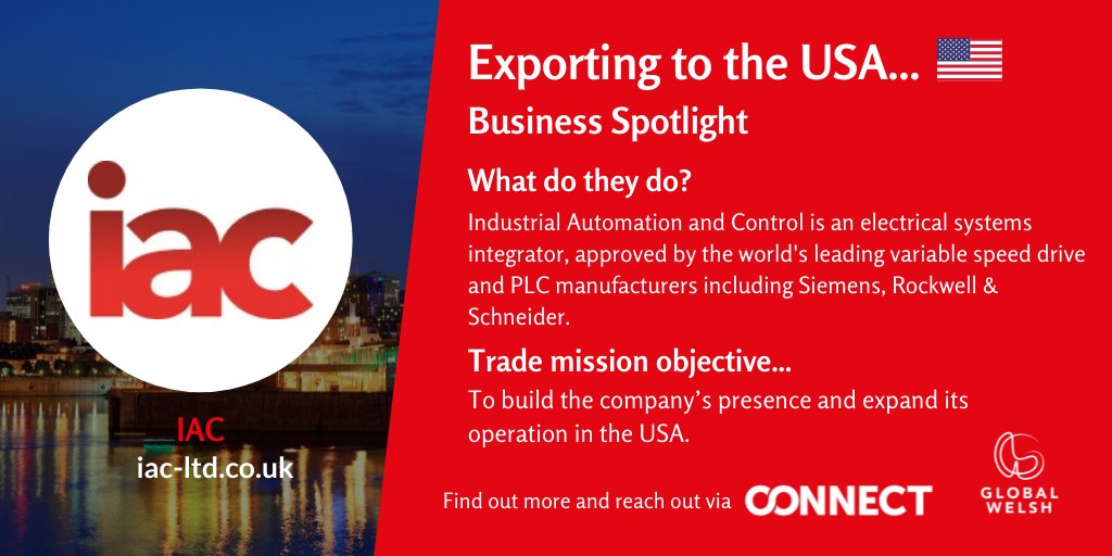 GlobalWelsh's tweet photo. π Business Spotlight - @IACLtd π
Industrial Automation and Control is an electrical systems integrator, approved by the world's leading manufacturers, and is looking to expand its US presence.
Connect with Peter Lewis >> https://t.co/vKHPFlZwE7
#TradeMission #WelshExport https://t.co/F0eb9rppQO