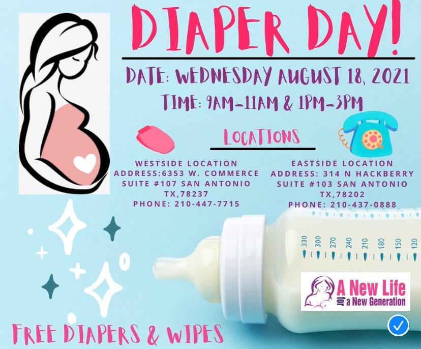 Today is #DiaperDay, yay! Call our offices to check in: 📞210-437-0888 
📞210-447-7715#ANLFANG #SATX #FreeDiapers #FreeWipes #PullUps #Parenting #Pregnancy #Babies #Toddlers #DadsToo #NonProfit #FreeClasses #ParentingClass #ParentingTips #CommunityResources #CurbsidePickup #Free