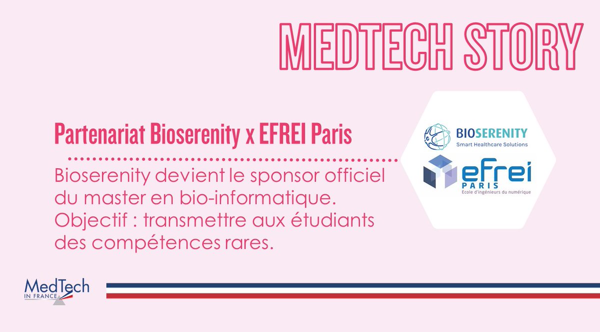medtechinfrance's tweet photo. #MedTechStory Félicitations à @BioSerenity qui devient le partenaire officiel du master en bio-informatique de @Efrei_Paris !

L'objectif : permettre aux étudiants d'acquérir des compétences rares. https://t.co/WM1eydMCby