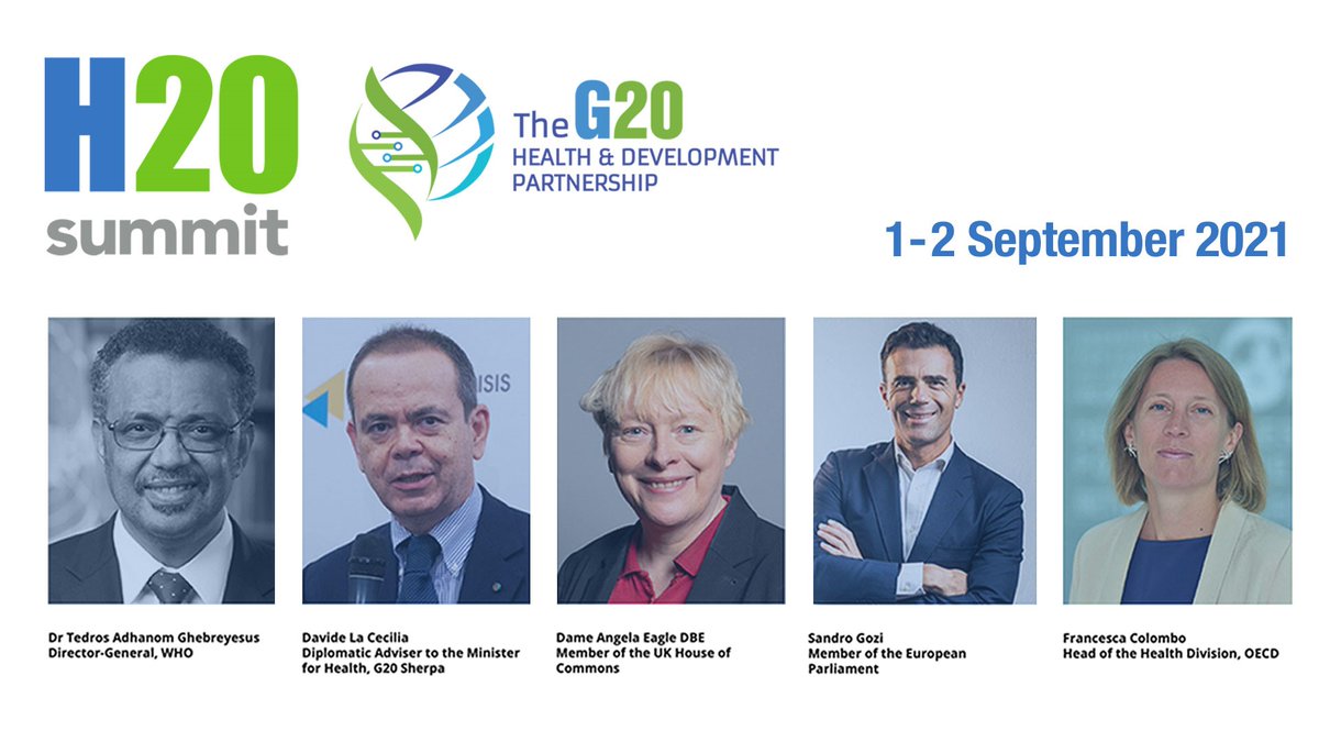 G20Partnership's tweet photo. The wait is over!📢
Join us at the H20 Summit, 1-2 Sep 📅
Distinguished panellists will discuss the future management &amp; financing of global health crises, developing concrete recommendations to #G20Italy Health Ministers.
Register 👉 https://t.co/Doe7mJl9ES

 #Health20SummitRome https://t.co/ycex47TN50