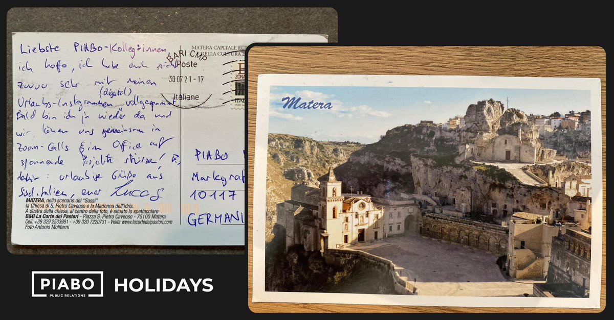 PIABO's tweet photo. Auch wenn wir normalerweise für #Technologie und #Innovation stehen – manchmal geht doch nichts über eine klassische, handgeschriebene Postkarte aus dem Urlaub unserer PIABOs! #urlaub #team #piabo https://t.co/VTwoKJxFgq