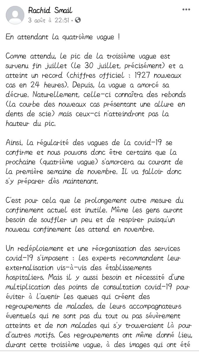 lygoumeziane's tweet photo. Une analyse pertinente de mon collègue et ami biologiste à l'#UMMTO Rachid Smail.
L'adaptation de notre quotidien à la #Covid19 est devenue plus que urgente.
#Algerie @Sante_Gouv_dz https://t.co/RIuOibgE1k