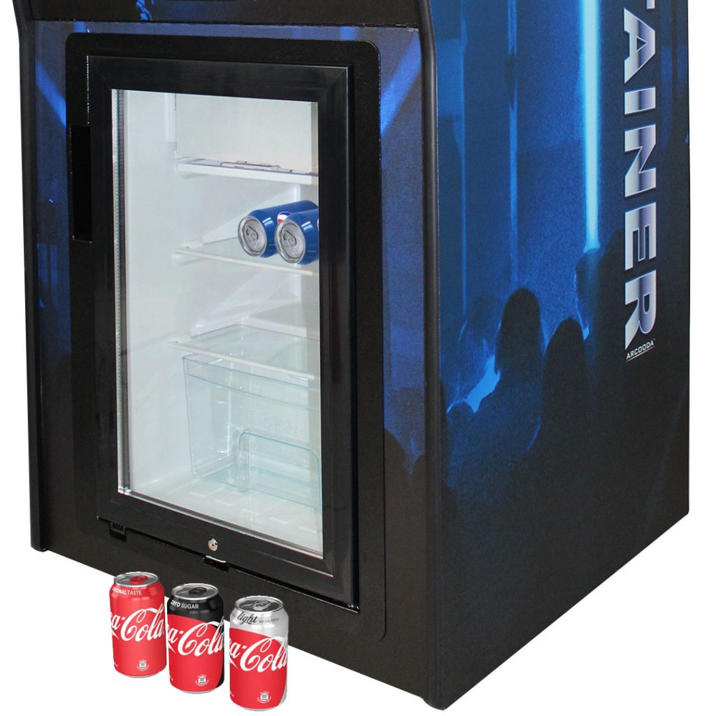 The Entertainer is drinks…..

With separate power circuitry allowing you to run the fridge only, share cold drinks with your guests or have a few drinks whilst playing your favourite arcade games. 
#gamesroom