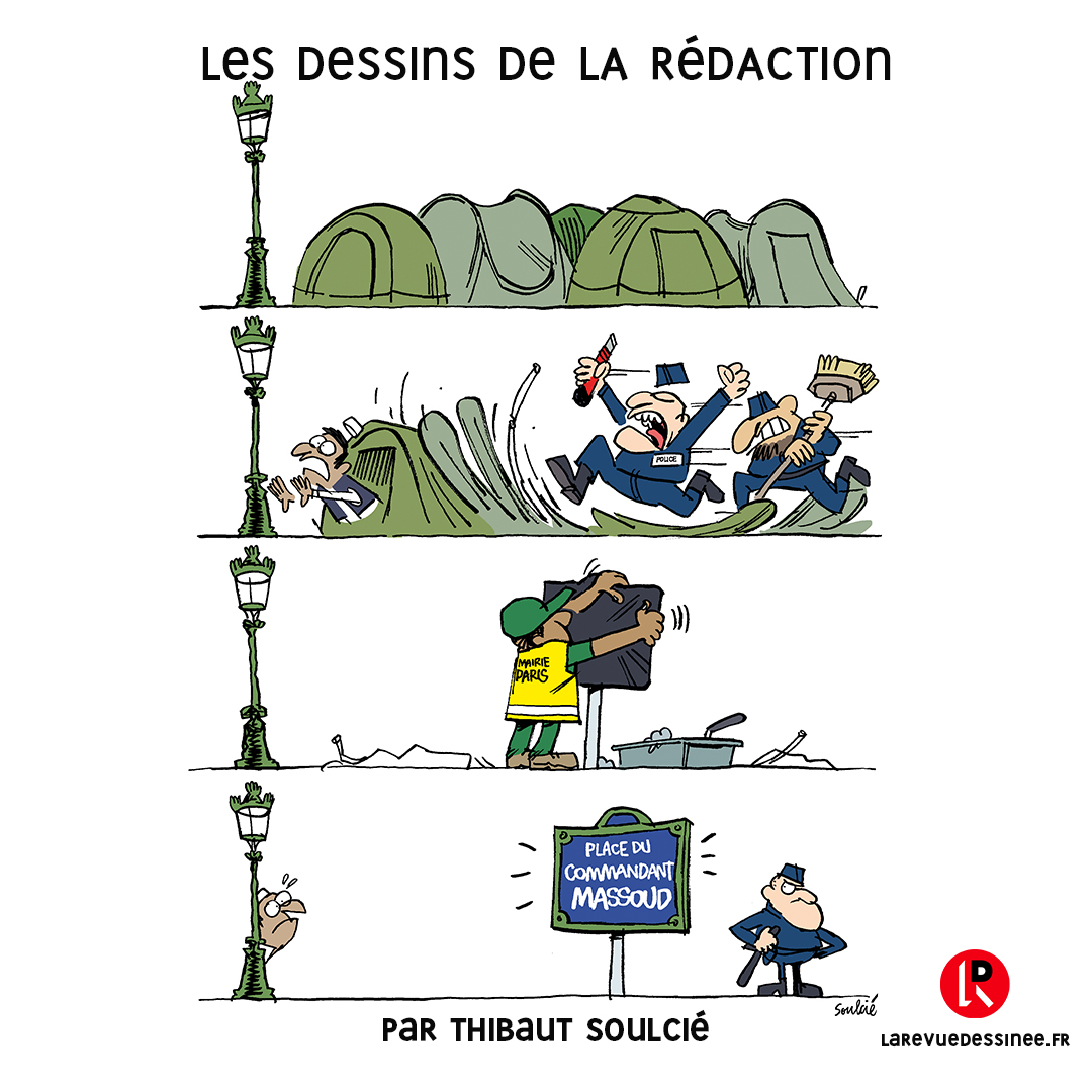 Le dessin de la rédaction signé @tsoulcie est de retour !
#dessindepresse #larevuedessinée #afghanistan #massoud #refugiés