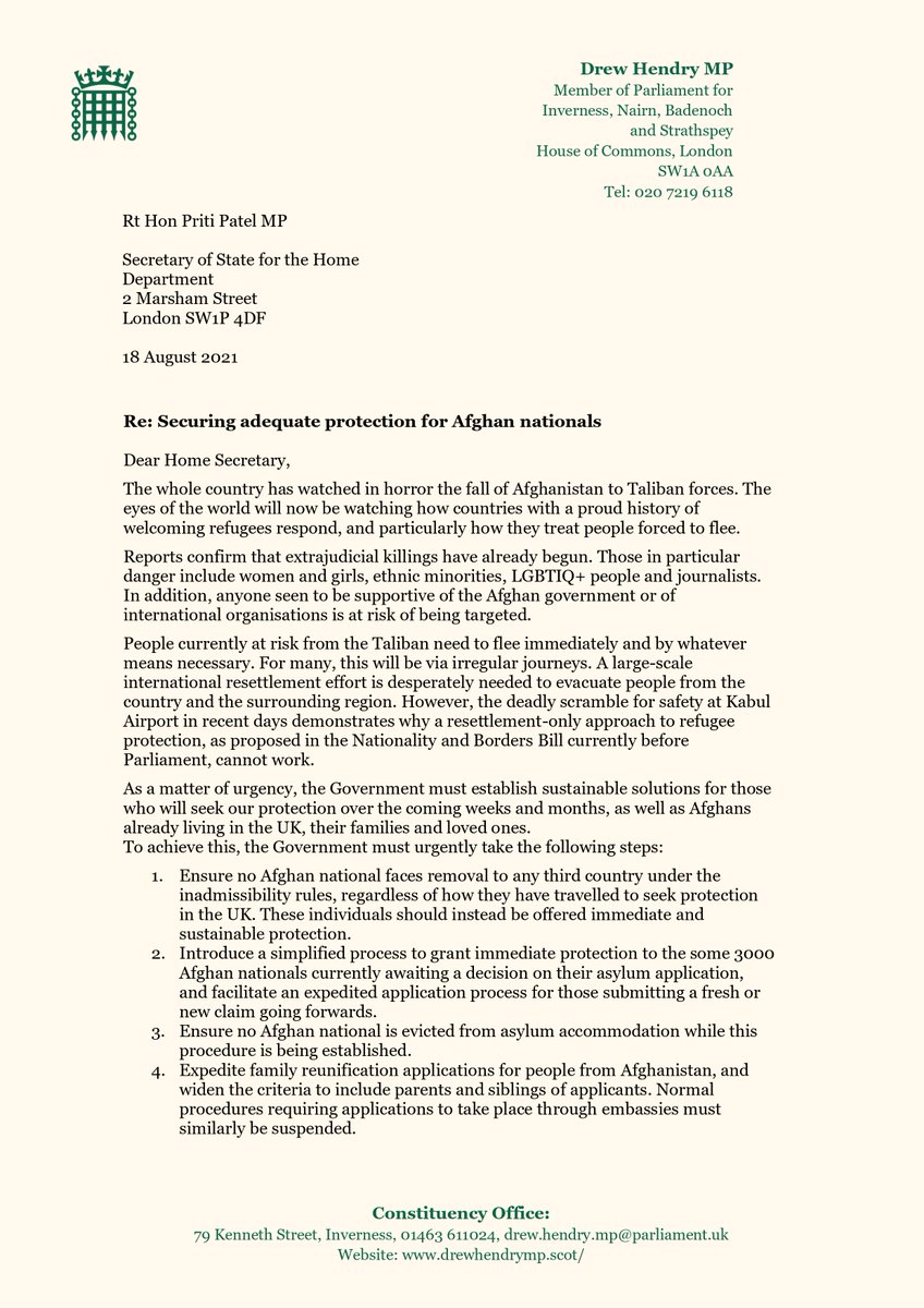 labourlewis's tweet photo. Refugees from Afghanistan who seek safety here, in the UK, do so because we insisted on going there. We have a responsibility to acknowledge and act on that fact.

Action from the Government is needed in hours, not days or weeks, to provide safe passage for Afghan refugees. https://t.co/ffcaOfhMMM