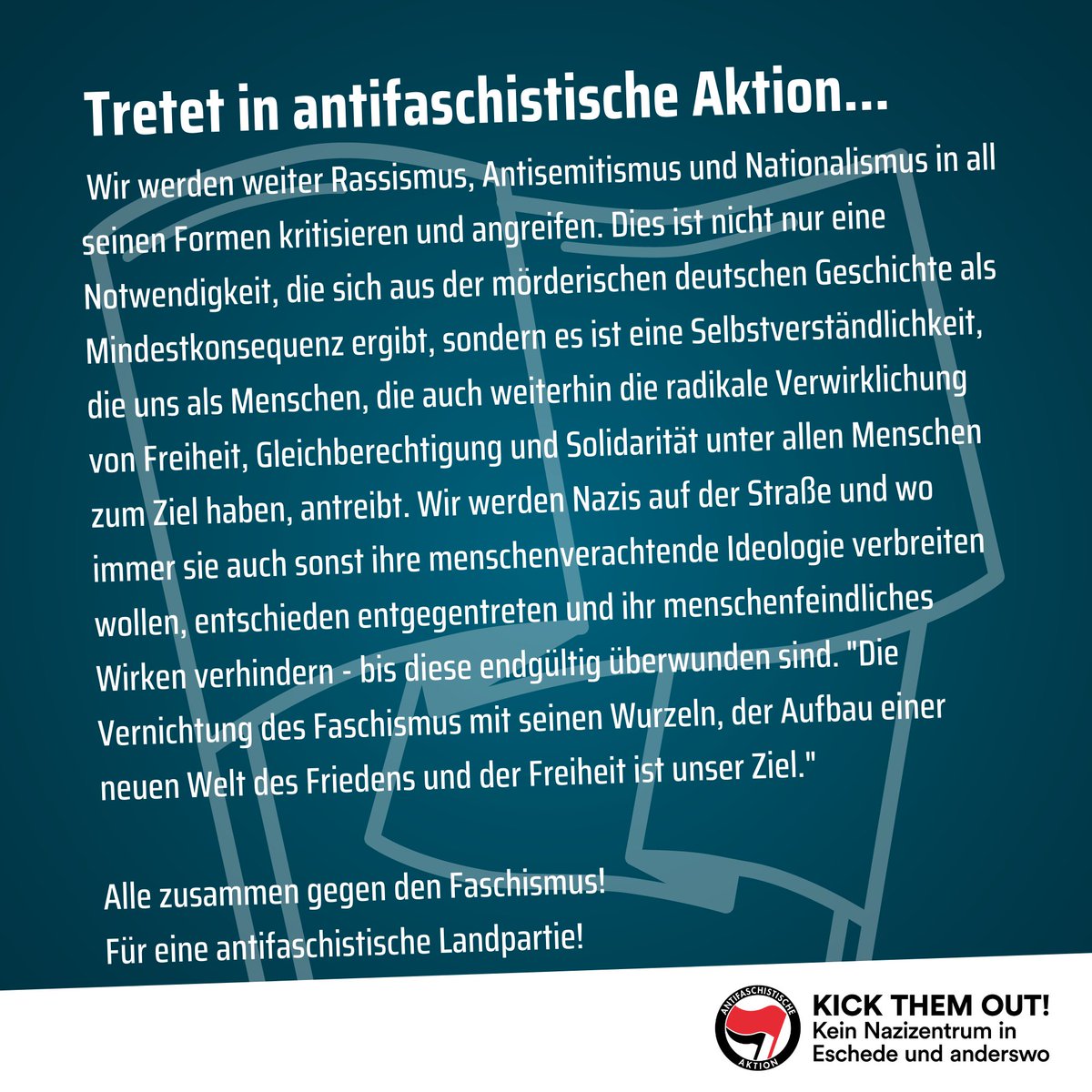 NoNazisEschede's tweet photo. Wir fordern dazu auf Rassismus, Antisemitismus und Nationalismus in all seinen Formen zu kritisieren und anzugreifen. Dies ist nicht nur eine Notwendigkeit, die sich aus der mörderischen deutschen Geschichte ergibt, sondern es ist eine Selbstverständlichkeit. 1/2
#NoNPD #Eschede https://t.co/9PNKJDZhlS