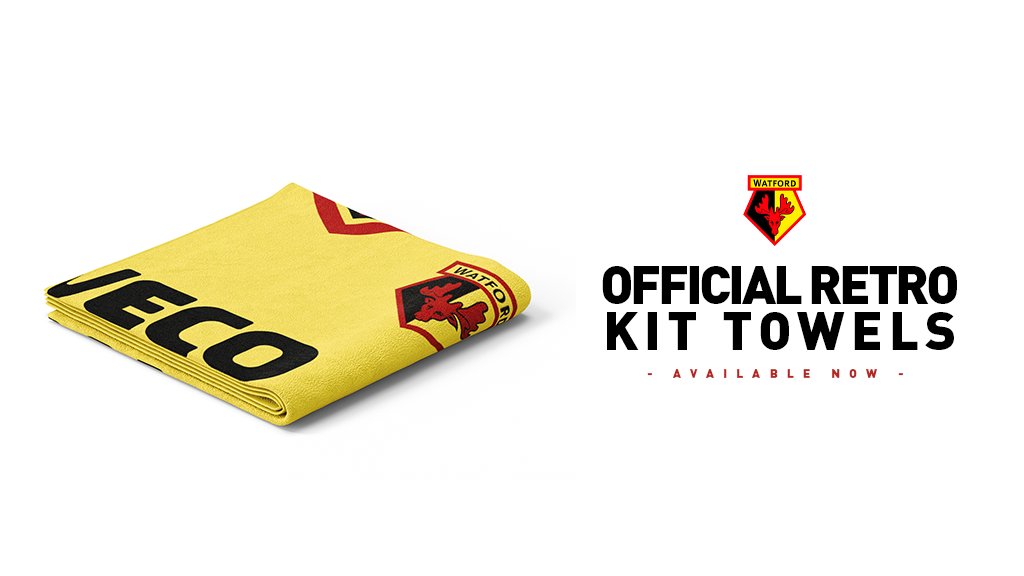 theterracestore's tweet image. Retro @WatfordFC kit towels are a must at terracelife.co/watford! 

Our lightweight towel is the ultimate accessory when travelling, the gym or at home! 

Which retro beauty will you choose? Retweet and you could bag one free in the August draw! #watfordfc