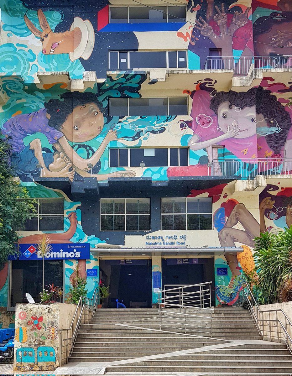 Every public transport entrance should look this wondrous with the amount of talented artists we have in India

cc politicians: It costs lesser than a full page print ad about your work. Plus this stays for decades!

Such a playful #mural in #bangalore by <a href="/inkbrushnme/">Harshvardhan Kadam</a>

#streetart