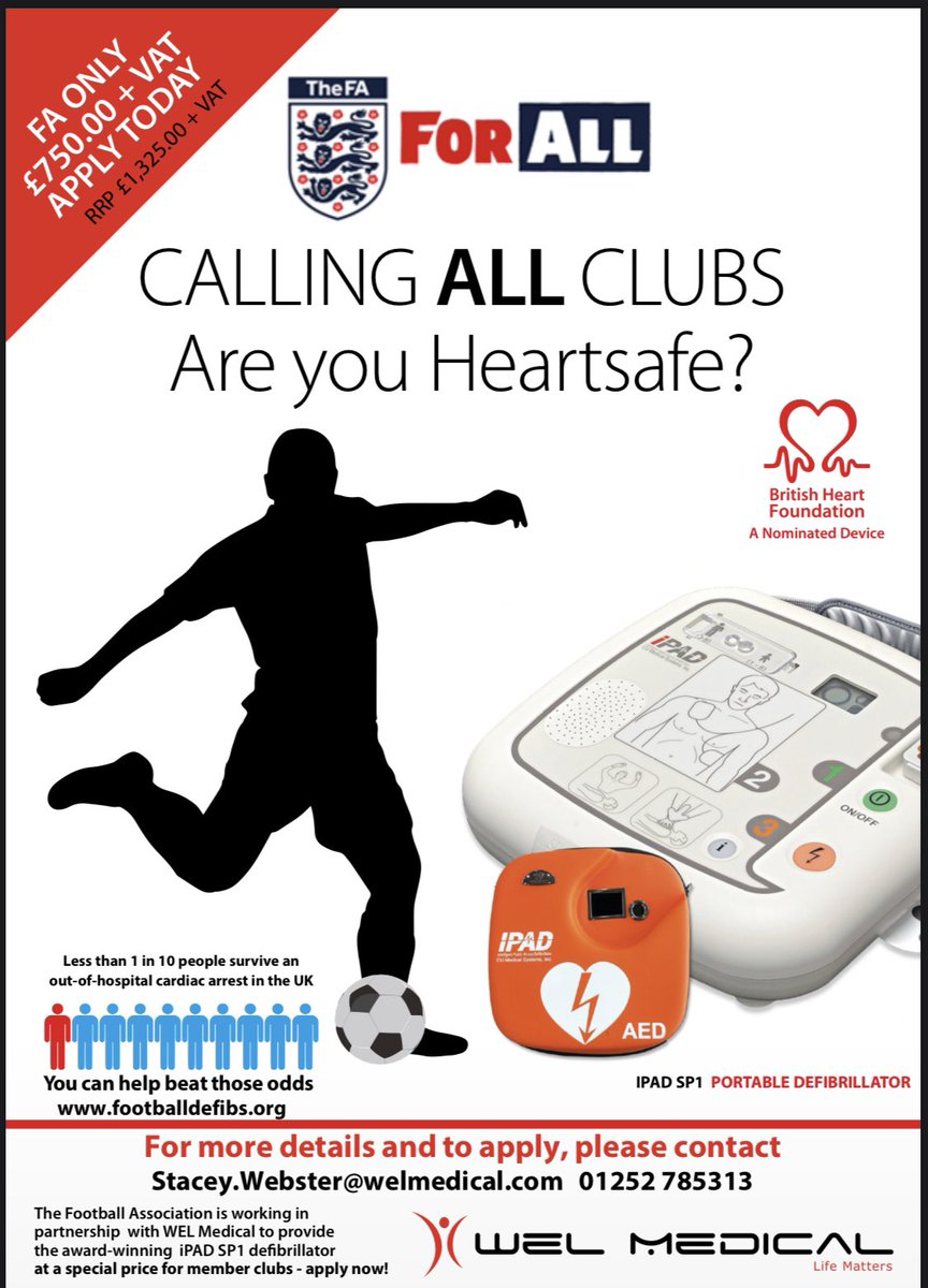 SixfieldsFC's tweet image. Hopefully the most useless purchase we make but following some high profile cases of cardiac arrests we have invested in a defibrillator for the club💚