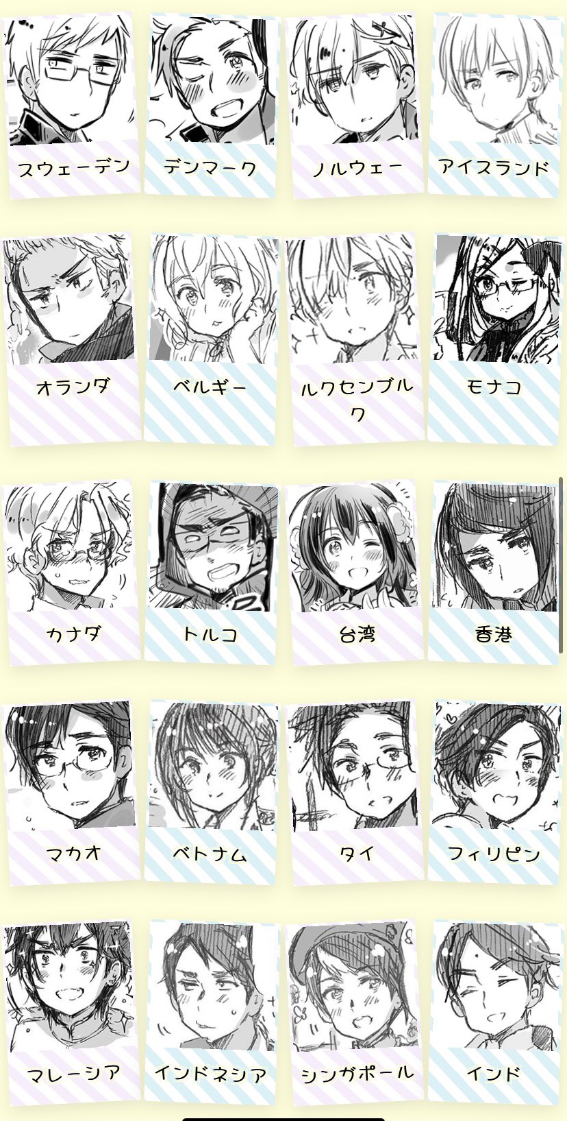 日丸屋秀和 公式 選べるキャラクターとして顔と名前が載っているのは ヘタリア World Stars 第390話までに登場したキャラクターのみです その他 を選び記入欄に名前を入力していただくことで ヘタリア Axis Powers のキャラクターにも投票