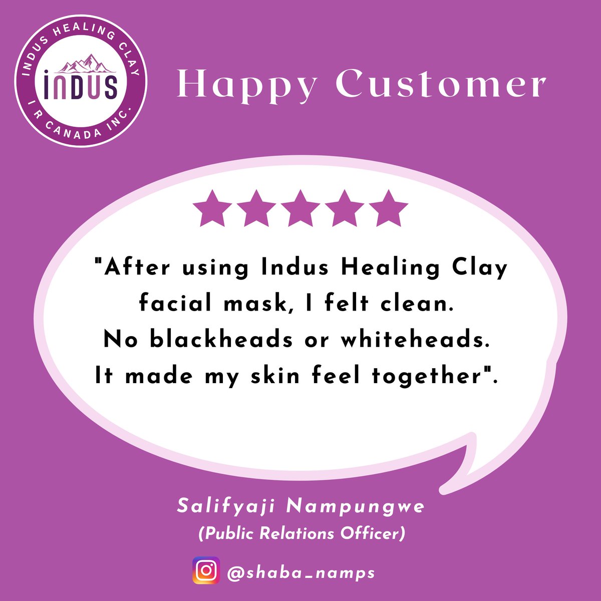 Happy Customer from Lusaka, Zambia. #indushealingclay #indusclay ... blackheads or whiteheads on my face skin minimized