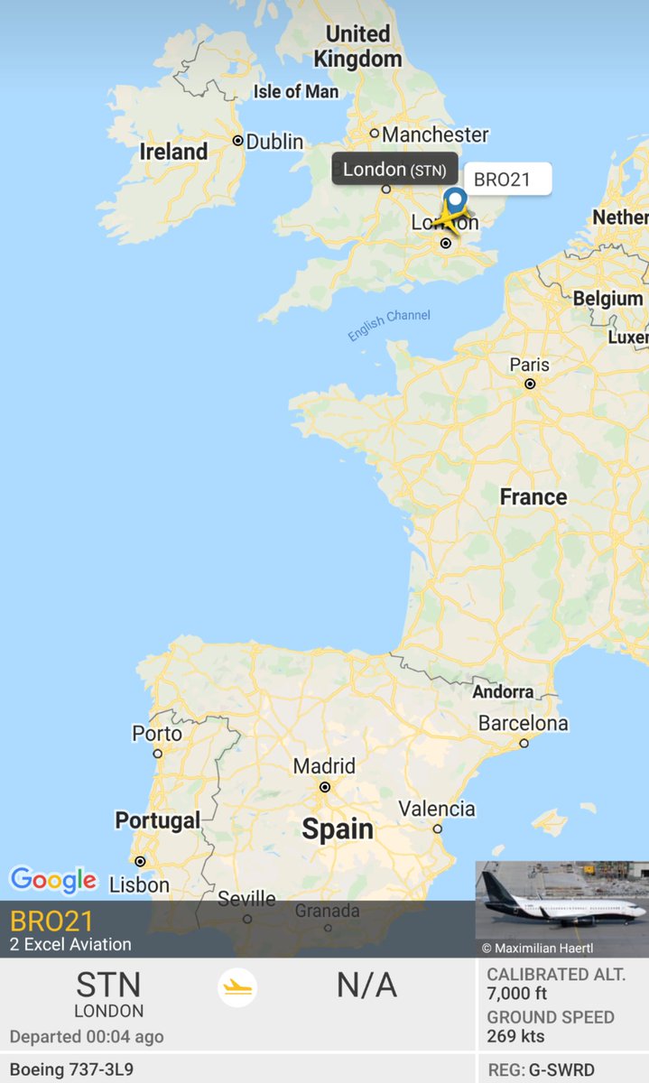 SpursTracker's tweet image. The Spurs team to face Paços de Ferreira tomorrow night have departed Stansted, bound for Porto. The plane is one that the club uses regularly, a B737-300 chartered from 2 Excel Aviation. #PlaneTrackerGuy #Spurs