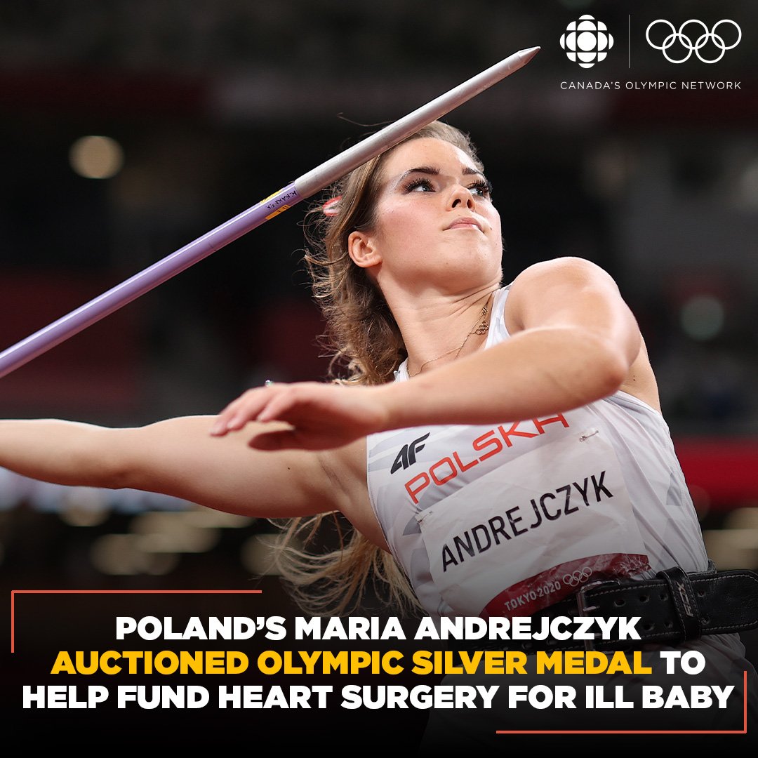 Polish Javelnisit Maria Andrejczk auctioned her silver medal at Tokyo Olympics 2020 for $125k USD to help send 8 month old Miloszek Malysa to Strandford University for heart surgery.
