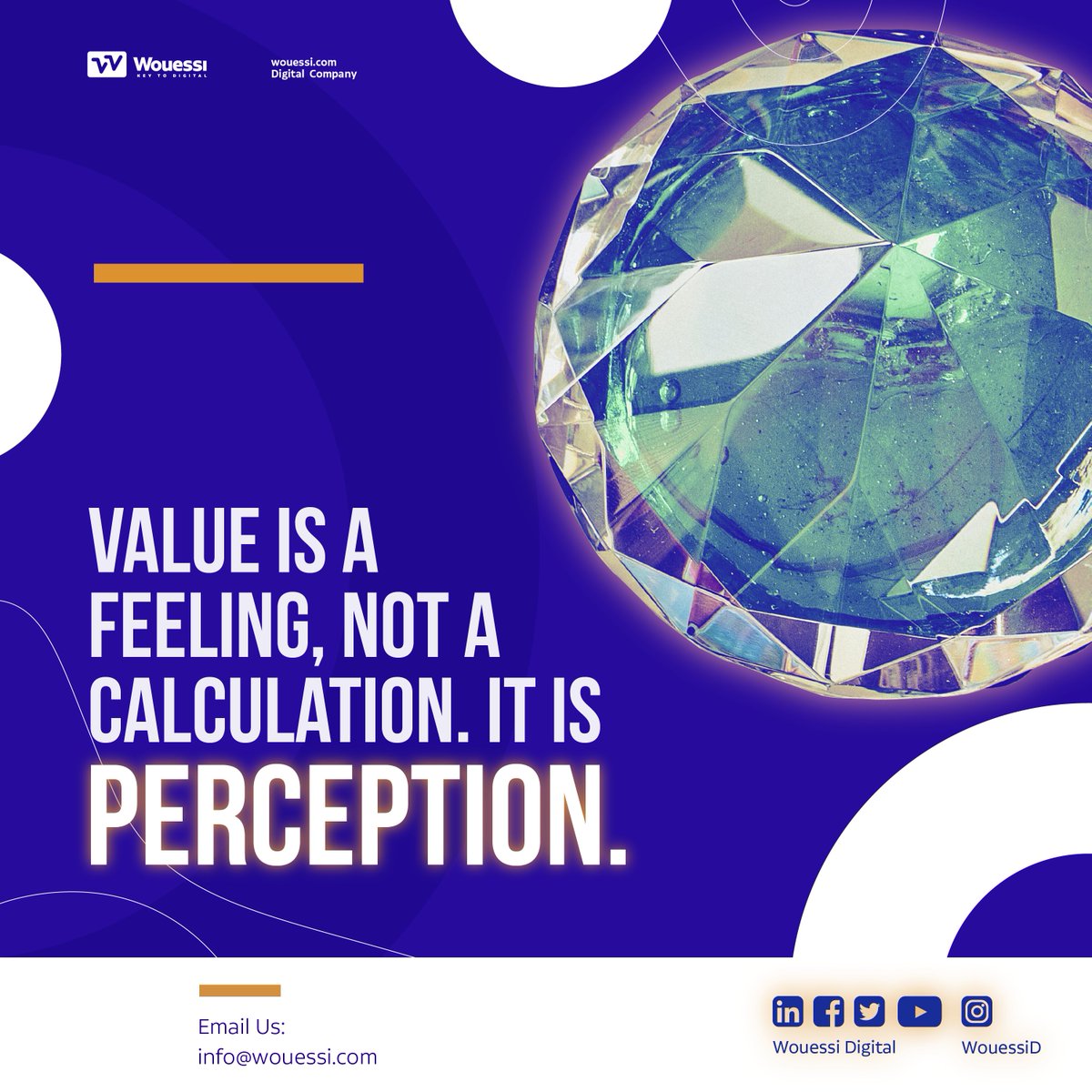 Money is a perfectly legitimate measurement of goods sold or services rendered. But it is no calculation of value. 

#digitalopportunities #EmpoweringBusinesses #brandingdesign #wouessidigital #value #feeling #money